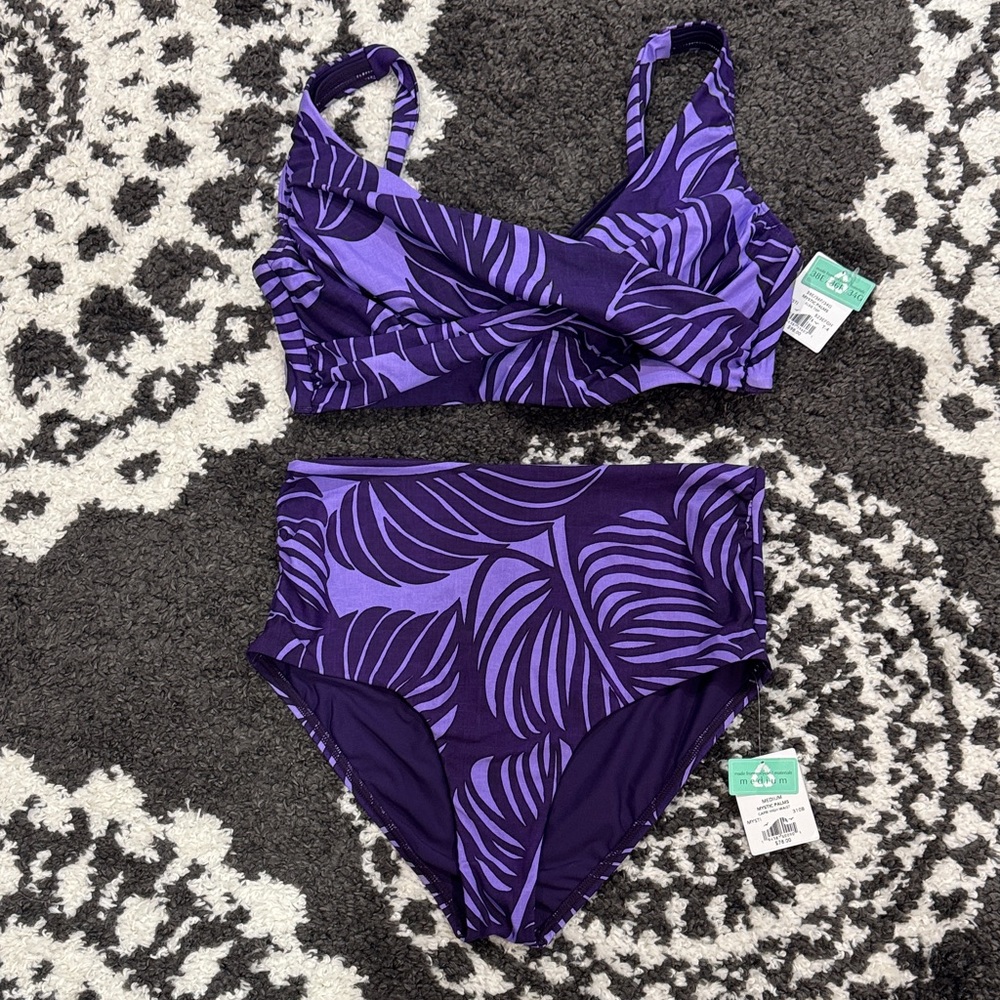 Women’s sunsets mystic palms Elsie top Capri bottom bikini NWT 34 G M